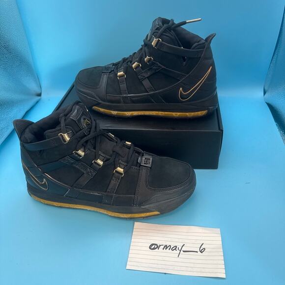 Nike Lebron Zoom III Black Metallic Gold m8.5 w10 main image 10